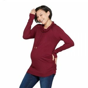 Isabel Maternity Cowl Neck Long Sleeve Shirt